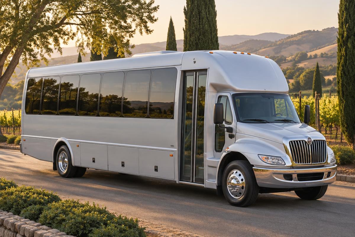 Grech GM33 shuttle bus, a 33-passenger charter bus for Pleasanton group travel